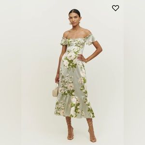 Sianna Silk Romantic Dress in Tarragon